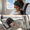 Bamboo Cotton Large Sleep Mask with Bluetooth Wireless Headphones - Blackout Eye Mask for Sleeping 3D Contoured Sleep Headband Ear Muffs Lengthen & Low Noise Hook for Better Experience (Black)