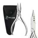 Pro Hair Extension Tools Mini 3 Holes Silicone Micro Beads & Nano Rings Hair Extensions Opener & Remover Pliers Hair Tinsel Feathers Fitting Plier Micro Bead Crimping Plier (Silver Tools Kit)