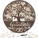 Family Tree Gifts for Grandparents from Grandkids Home Decor Gifts for Family, Fathers Day Personalized Gifts for Grandpa from Granddaughter Grandson Customized Family Name Sign Grandkids Wood Plaque