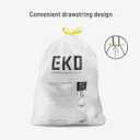 EKO 21 Gallon / 50-90 Liter, 60 Count Drawstring Trash Bags, Extra-Strong Unscented Garbage Bags, Easy-Dispense Roll for Kitchen & Household Use, Code G, White