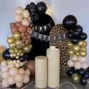 Black Gold Cheetah Print Balloon Arch Kit, Black Brown Balloons Garland with 4D Foil Leopard Balloon for Cheetah Print Safari Jungle Wild Birthday Party Decorations