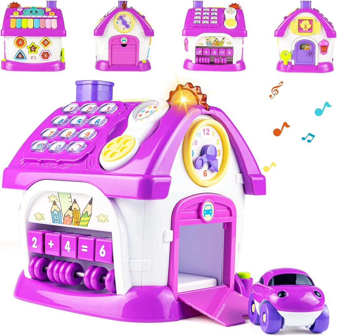 Marstone Montessori Toddler Toys for 1 Year Old Girl Gifts: 8 in 1 Multi-Functional Learning Baby Musical House for 1 2 3 Yr Old Girl and Boy Birthday Gifts, Educational Baby Toys 6-12, 12-18 Months (Purple)