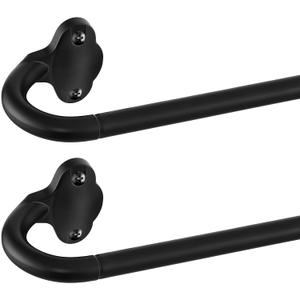 2 Pack Wrap Around Curtain Rods,Black Curtain Rods 48 to 84 Inch,5/8 Inch Adjustable Blackout Curtain Rod Set,Room Darkening Window Rod,Metal Thicken Hidden Curved Drapery Rod 48-90",Matte Black