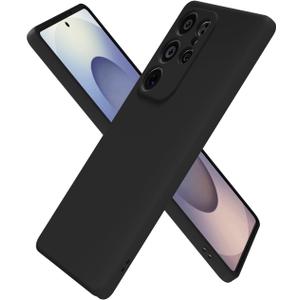 oakxco for Samsung Galaxy S25 Ultra Case Silicone, Ultra Slim Thin Phone Case for Women Girls, Plain Solid Color Minimalist Aesthetic Cute Girly Design, Soft Rubber Gel TPU with Camera Cover, Black