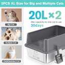 2PACK Stainless Steel Cat Litter Box with High Sides Lid, Extra Large XL Litter Box for Big Cats, Metal Kitty Litter Boxes with Anti-Leakage Enclosure,Non-Stick,Odorless,Scoop Included (2PK-Dark Grey)