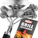 GRILLART Grill Brush for Outdoor Grill Bristle Free - Safe BBQ Grill Cleaner Brush - 18" BBQ Brush for Grill Cleaning Kit -Stainless Grill Cleaning Brush BBQ Grill Accessories Tools- Gifts for Men Dad (Silver)