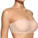 OEAK Womens Strapless Bras Jelly Push Up Bandeau Bra Non Slip Wireless Supportive Padded Bras Seamless Comfortable Tube Bra (Pink, M)