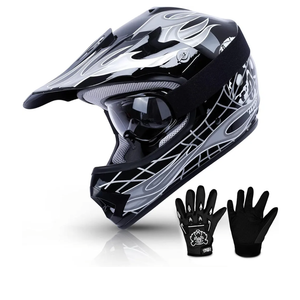 TCMT DOT Youth Kids Dirt Bike Helmet Youth Motocross Helmet Full Face ATV Four Wheeler Motorcycle BMX Helmet for Boys Girls, Off-Road Protective Gear with Goggles Gloves New