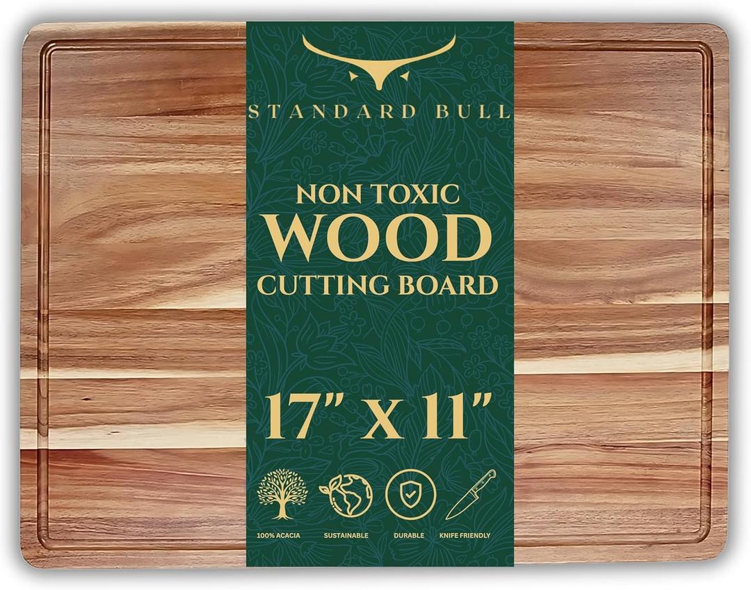 Acacia Wood Cutting Board  Food-Safe & Easy to Clean  Gentle on Knives, Display-Worthy Acacia Grain  Loved by Cooks, Hosts & Kitchen Enthusiasts Alike