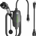 Level 1&2 EV Charger, Electric Vehicle Portable Charger with 25FT Cable, Home EV Charging Station for J1772 Electric Cars, 16Amp 110V-240V, NEMA 6-20 & NEMA 5-15 Plug (Black)