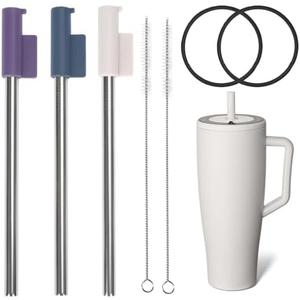 Jetstop Straw Kit Compatible with Brumate Era 40 oz - 3 Stainless Steel Straws with Silicone Straw Connectors, Sealing Rings Reusable Accessories for Brümate Tumbler