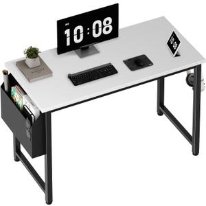 Computer Desk White Writing Table for Small Spaces, Size:80x40x70-110cm