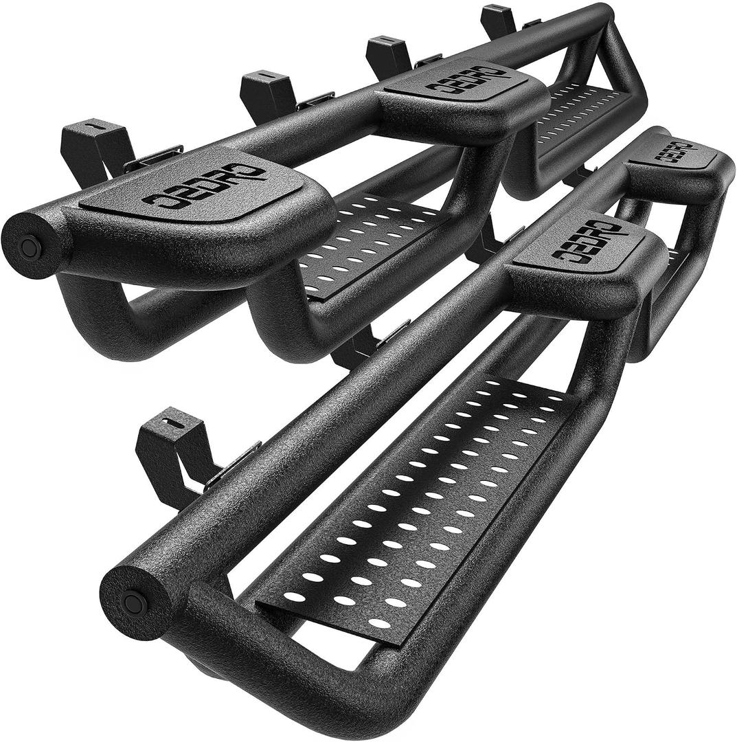 AUTOSAVER88 Running Boards w/Two Raised Steps Compatible with 2020-2026 Jeep Gladiator JT 4 Door, Two Stairs Side Steps Rail Drop Nerf Bars
