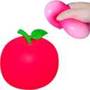Squishy Apple Stress Balls for Kids and Adults (Pack of 1) Stretchy Dough Squeeze Ball Fidget Toys, Fun and Soft Squishy Toys, Anxiety Relief, Relax, Improve Focus, Easter Basket Stuffers (Red)
