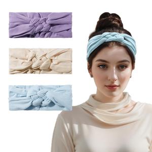 Vercret Headbands for Women Sailor Knot Headband Wide Elastic Adjustable Braided Hair Bands Non Slip for Girls Boho Stretchy Turban Headwrap Yoga Workout,Solid Color (D Sailor Knot)