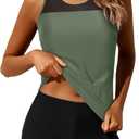 Yonique Tankini Swimsuits for Women with Shorts Athletic Two Piece Bathing Suits Racerback Tank Tops Swimwear (XX-Large, Army Green)