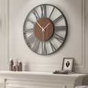 30" Extra Large Wall Clock, Modern Battery Operated Silent Non Ticking 30 inch Decorative Wood Metal Wall Clock, Black Round Big Clocks for Living Room, Bedroom, Kitchen, Office Decor-Roman Numerals