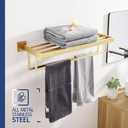 KOKOSIRI Towel Shelf Holder 24'' Bathroom Towel Rack with Two Bath Towel Bars Rails SUS304 Stainless Steel Wall Mount, Brushed Gold, B6003BG