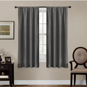 Home Grey Geometric Thermal Blackout Curtain, 53 x 63 