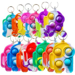 30 Packs Kids Christmas Valentine Party Favors and Classroom Students Gifts, Push Fidget Bubble Fidget Sensory Bulk Mini Pop Keychain,Boys Girls Holiday Camp Small Rainbow Activities Prizes