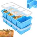 ZIP STANDING Silicone Freezer Trays with Lid,1-Cup Soup Freezer Container Large Ice Cube Molds with Reinforced Steel Ring Top for freezing Soup Sauce Broth Leftovers oven Dishwasher -Safe(2-Pack)