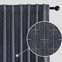 MIULEE Decorative Back Tab Linen Curtains with Geometric Pattern for Living Room Bedroom Farmhouse Rustic Thick Woven Textured Patterned Mudcloth Drapes 72 Inches Long 2 Panels Set, Blue