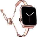 PlusRoc Stainless Steel Band Compatible with Apple Watch Band 38mm 40mm 41mm 42mm 44mm 45mm 46mm 49mm iWatch SE Series 10 9 8 7 6 5 4 3 2 1, Slim Versatile Bangle Bracelet for Women (38mm/40mm/41mm/42mm(Series 10), Copper)