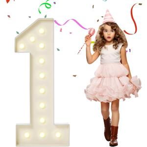 4FT Marquee Numbers, Large Light Up Numbers 1 for 1st 15th 16th Birthday Party Decorations, Giant Light Up Number for Baby Shower Anniversary Decor, 4 Feet Number 1 w/Lights DIY Kit