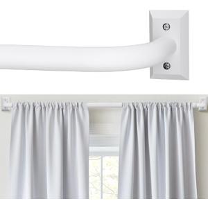 White Curtain Rods, Room Darkening Rod for Windows 48 to 90 Inches(4-7.5Ft), Wrap Around Curtain Rod, Heavy Duty Blackout Drapery Rods, Modern Decorative Window Treatment, White
