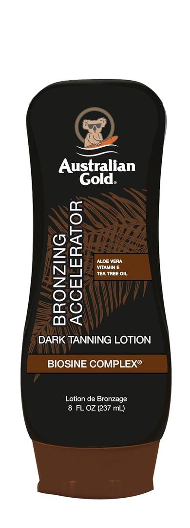 Australian Gold Dark Tanning Accelerator Lotion With Bronzer, 8 Ounce, New Package Same Formula, B003GX5SSC