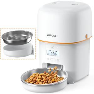 Automatic Cat Feeders - 2L Cat Food Dispenser Easy to Use, Timed Automatic Pet Feeder with Over 180-day Battery Life, 1-6 Meals Dry Food Programmable Portion Control Also for Dogs (White)