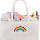 OIAHOMY Large Baby Diaper Caddy Organizer, Portable Diaper Basket with Handles, Baby Gift Basket with Rainbow-White Design (14.968.669.84)