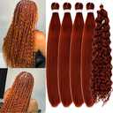Ginger Braiding Hair Pre stretched for Boho Braids Pre stretched Boho Braiding Hair, Size: 26 Inch(Packs of 5)