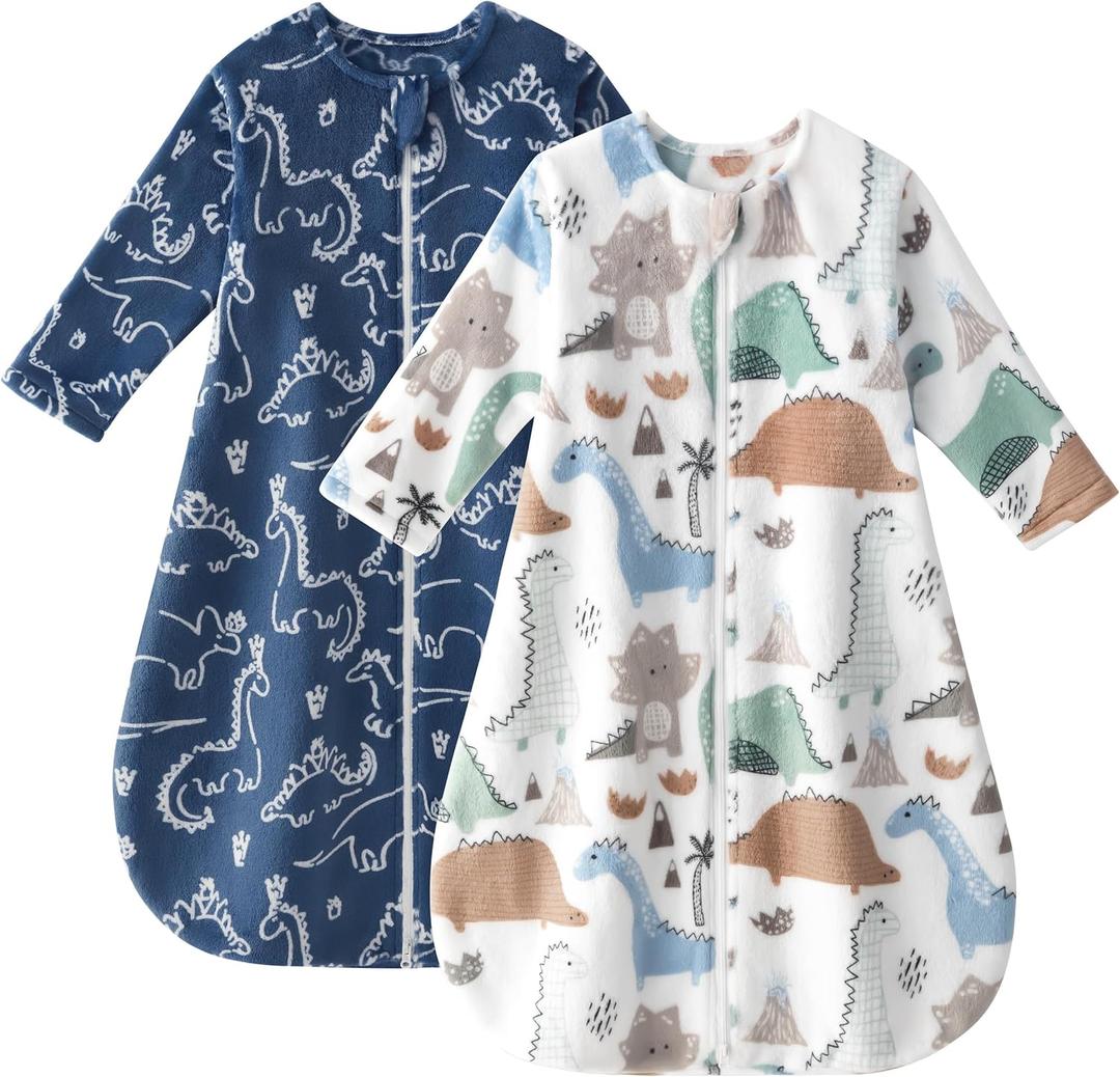Yoofoss Baby Sleep Sack 12-18 Months, Long Sleeve Sleep Sack 1.5 Tog, Fleece Baby Wearable Blanket with 2-Way Zipper, Soft Warm