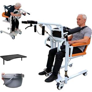 Patient Lift Transfer Chair for Home, Hydraulic Patient Lift Chair with Adjustable Height & 180 Open Design - Home Care Mobility Transfer Chair for Elderly Adults, 330 lb Capacity