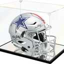 KOLIPI Mini Football Helmet Display Case Mirror Base, Acrylic Display Case for Mini Football Helmet, Self-Assembly (8.3x6.3x7.1 inch, 21x16x18 cm)
