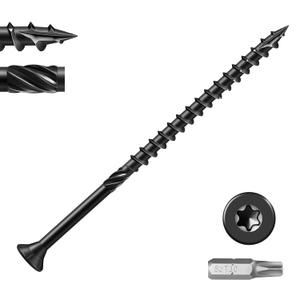 #14 Deck Screws 5 Inch Exterior Decking Wood Screws Heavy-Duty Outdoor Torx Drive Head,Black Rust Resistant Epoxy Coated for Timber,Fence,T30 Star Bit (1Ib,25Pcs)