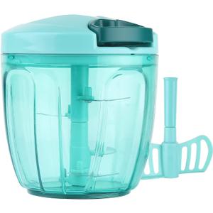 Cambom Manual Food Chopper Vegetable Cutter, Hand String Vegetable Chopper Onions Cutter for Vegetable Fruits Nuts BPA Free Food Safe Material, 900ml Blue