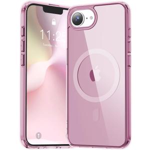 for iPhone 16e Case Clear, Compatible with Magsafe, Anti-Yellowing, Military-Grade Protection, Shockproof Slim Magnetic Phone Case Cover, Clear Pink
