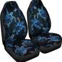 UNICEU 2 Piece Blue Sea Turtle Auto Seat Covers for Women Men,Universal Fit,Breathable Comfy Car Seat Covers Vehicle Bucket Seats Protector Accessories Ocean Animal Car Accessories
