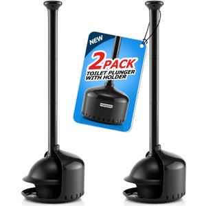 FORASTO 2Pack Toilet Plunger with HolderPlungers for Bathroom with Holder, Toilet Plunger with CoverBathroom PlungerBathroom DecorToilet Bowl Cleaners,Bathroom AccessoriesBlack(19inch)
