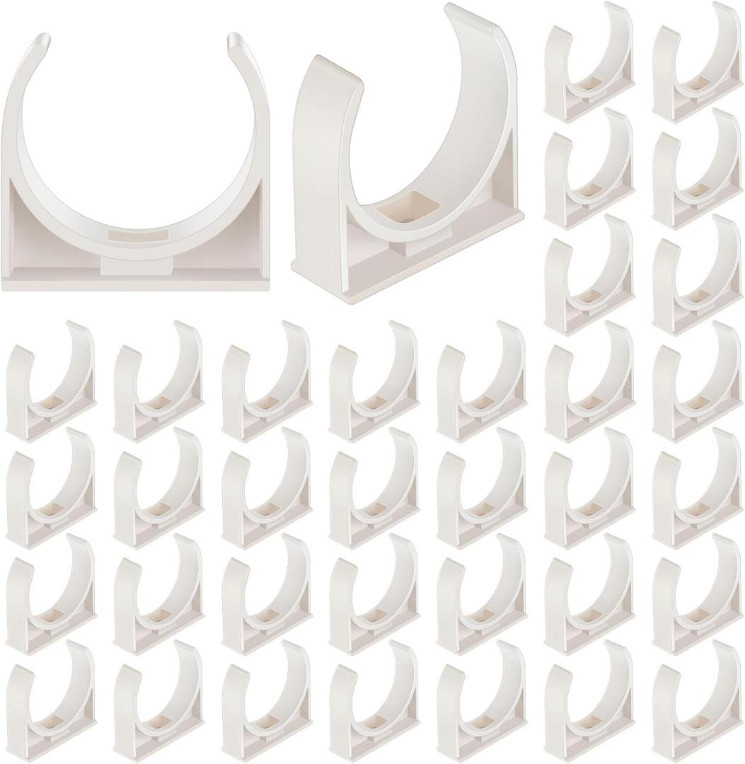 Chunful 50 Pack 2 Inch Pipe Clamps PVC Clips Pex Pipe Support Hangers Plastic U-shaped Tubing Clamps for Tubing Hose Hanger Support, White