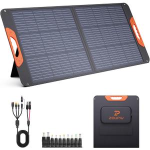 ZOUPW 100W Portable Solar Panel with 5-in-1 Cable,23.5% Efficiency Mono Foldable Solar Charger for Jackery 300/Ecoflow River/Anker/Bluetti,IP67 Waterproof for Camping RV Off-Grid Emergency Power