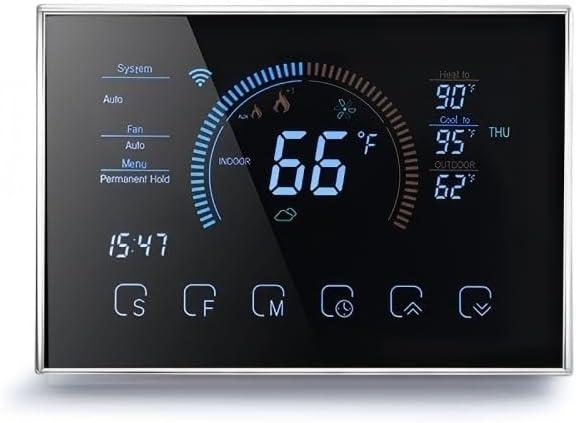Smart WiFi Thermostat,Energy-Efficient Programmable Home Thermostat, Heat Pump Compatible,Included C-Wire Adapter, Alexa & Google Assistant Voice Control