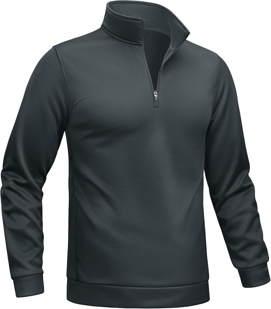 TACVASEN Men's Quarter Zip Pullover Sweatshirts Lightweight Fleece Lined Thermal Sweatshirts 1/4 Zip Golf Sweaters L