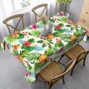 Tropical Hawaii Tablecloth Rectangle Table Cloth Washable Table Cover for Decoration Kitchen Dining Room 60x90 Inch (White7)