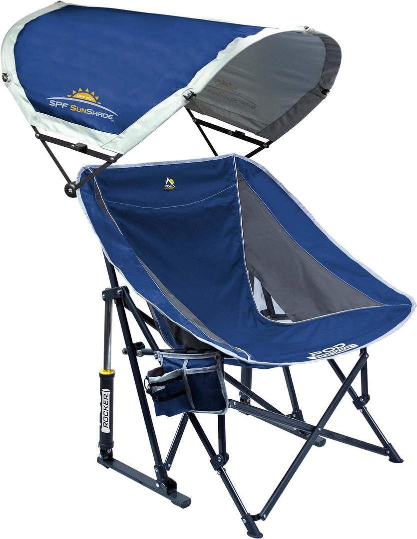 GCI Outdoor Pod Rocker Outdoor Rocking Chair with SunShade Canopy (Royal Blue)