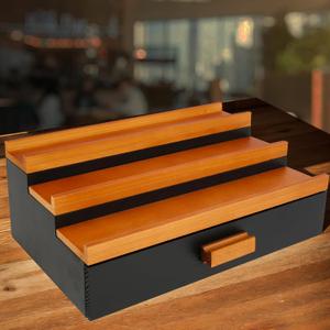 Cologne Organizer for Men, 3 Tier Wood Perfume Organizer for Dresser, Cologne Stand Display Shelf with Drawer and Hidden Compartment for Watch Jewelry, Perfume Display Risers Holder, A Gift for Men (B)