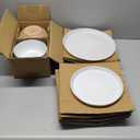 AmorArc Ceramic Dinnerware Sets for 4, 12 Pieces Handpainted Plates and Bowls Set with Rustic Terracotta Underside, Scratch Resistant Stoneware Dishes Set, Dishwasher & Microwave Safe, White