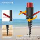 HOMEDEMO 7FT Beach Umbrella with Table & Anchor, Heavy Duty Windproof with UPF 50+ Sun Protection, Outdoor Umbrellas with Adjustable Aluminum Pole